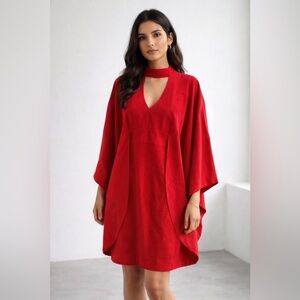 Trina Turk Vibrant Red Keyhole Dress Size 2 Cape Bodycon Evening